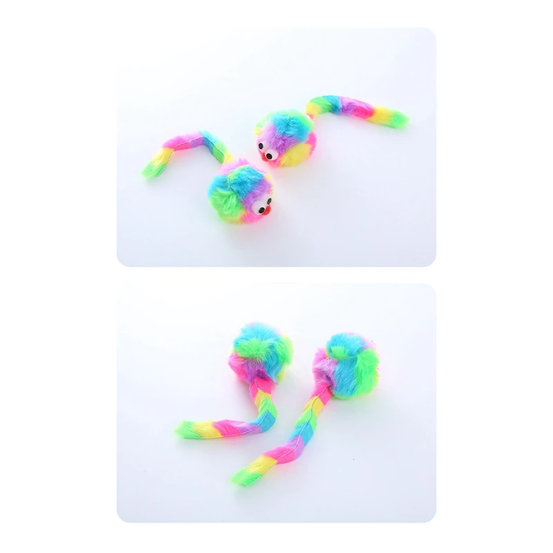 10 KS Rainbow Rabbit Plyšové Myši Hračka Dúha-Monster Ball domáce zvieratá Zahŕňa Rattonite Skus Odolný Hrať Interaktívne
