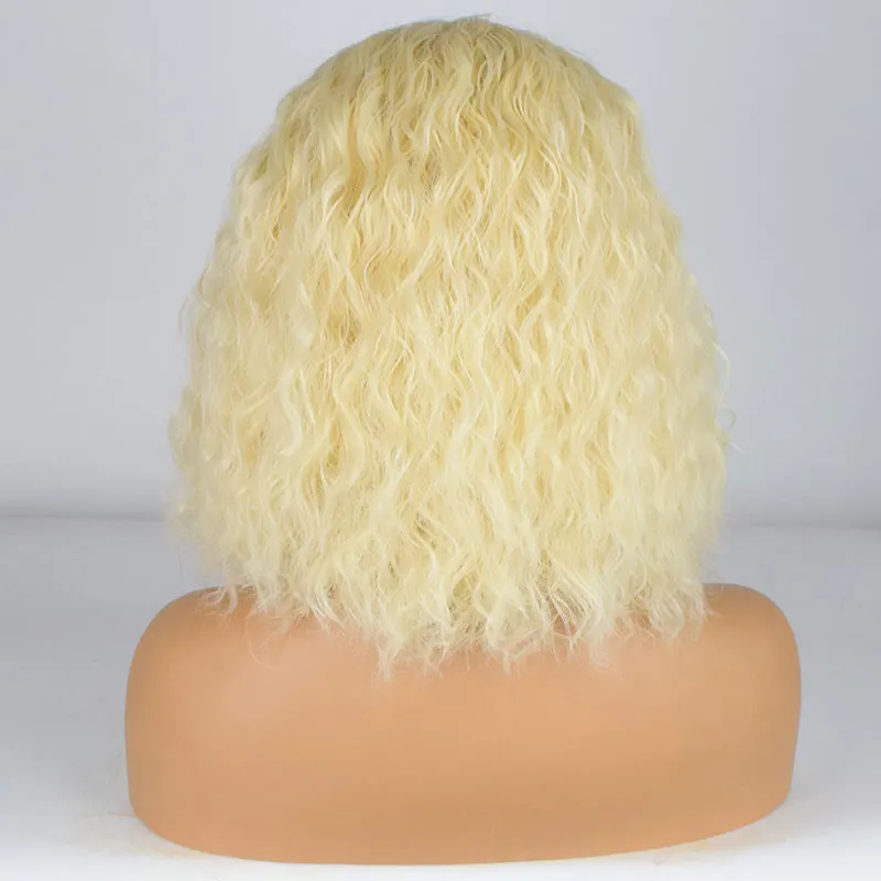 Medová Blond #613 Krátke Vody Vlna Syntetické 13X4 Predné Čipky Parochne Glueless Tepelne Odolné Vlákna Prírodné Vlasové Pre Ženy Cosplay