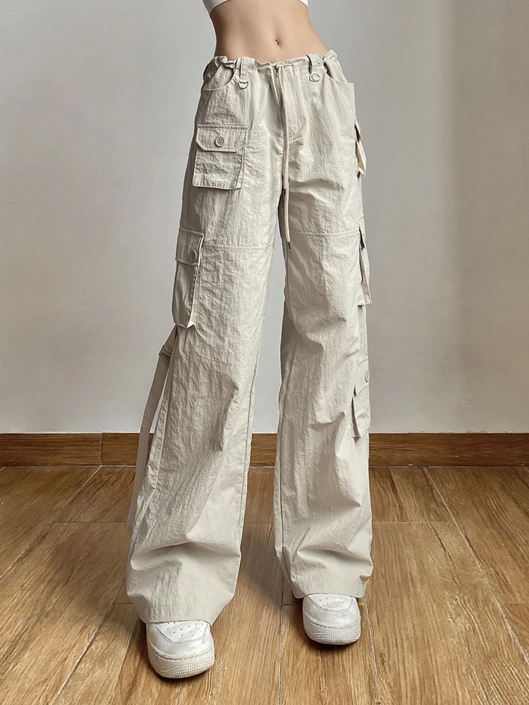 Pevné Y2K Módne Cargo Nohavice Voľné Streetwear Vrecká Šnúrkou Harajuku Nohavice Bežné Ženy Joggers Tepláky Y2k Nohavice