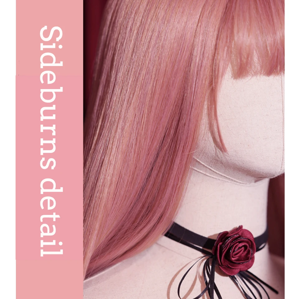 Syntetické Dlhé rovné ružová parochňu dievča cosplay Lolita tepelne-odolné párty parochňa