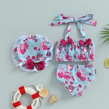 0-24M Baby Girl 3 Kusy Plavky, Letné Nový Obväz Okolo Bikini Set-Top a Plážové Šortky Plávať Spp Plavky