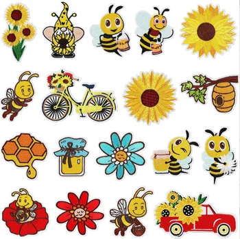 10 Pc Kvety a Včely Výšivky Škvrny Vyšívané Odevy Klobúk Taška Obuvi Oprava Materiálu Telefón Darčeka Dekor DIY Príslušenstvo
