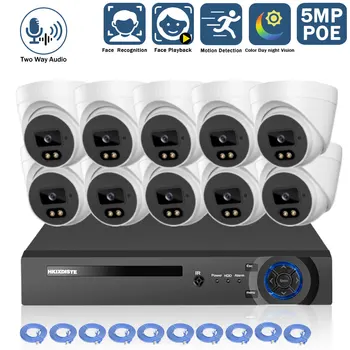 10CH 4K POE NVR kamerovým Systémom Kit Farebné Nočné Videnie Domov 5MP CCTV Dome Video Ochranný Dohľad POE IP Kamera Auta