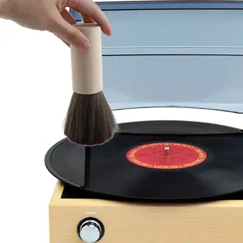 1Pc Vinyl Cleaner Kefa Drevená Rukoväť Anti-statické Stylus Odstraňovač Prachu Praktické Odolné LP Hráč Cleaning Tool