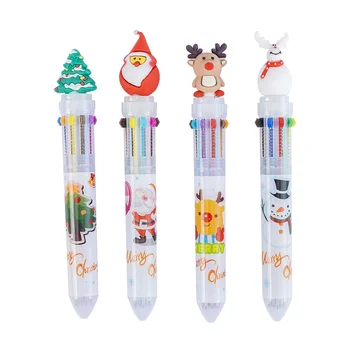 1pcs Tvorivé 10 Farieb Vianočné Guľôčkové Pero Módne Cute Santa Claus Multicolor Marker Pero Deti Papiernictvo Darček