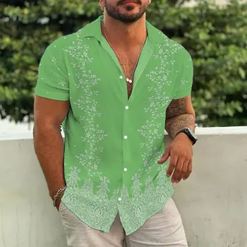 2023 nové letné mužov Európskej veľkosť 3D vytlačené Havajské-krátke rukávy tričko cardigan módny trend veľké veľkosť pánske tričko