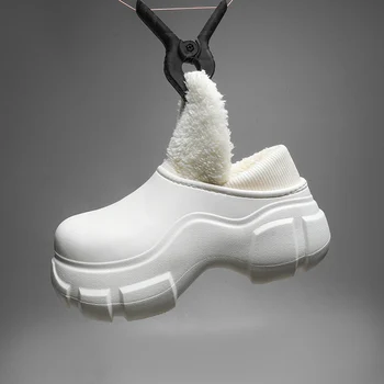 2024 Ženy, Kožušiny Papuče EVA Nepremokavé Teplé Zimné Oblečenie Listov Krytý Domov Hrubé Jediným Obuv Non-Slip Zvyšovať Sandále