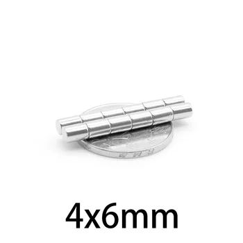 20pcs 4x6mm N35 Neodýmu vzácnych zemín micro NdFeB super Silné kruhu Silný Magnet Okrúhle plechové Magnety 4*6mm