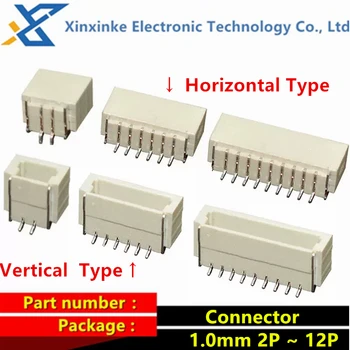 20PCS SH1.0 mm Horizontálne Typ Patch Pin Hlavičky 1.0 mm Konektor 2/3/4/5/6/8/9/10P 11P 12P-Vertikálne-Typ Bývania Zásuvka Konektor