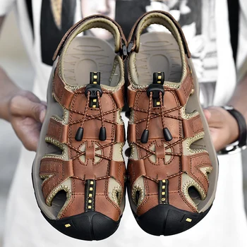 39 sandále dutá ľahká, priedušná bežné kožené pánske topánky veľké sizes47 pravé letné vonkajšie pláži sandalia masculina