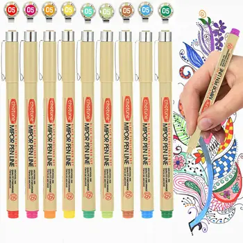 9 Farieb Micro-Line Fineliner & Brush Pen Set Nepremokavé Podšívka Perá, Rysovacie Značku Farba Pera Umelecké Potreby Umelecké Potreby