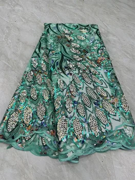 Africké francúzskej Čipky a Tylu Textílie 2023 Vysoko Kvalitnej Čipky Zelenej Čipky Textílie Nigérijský Tylu Oka Čipky Textílie na Svadby Wp210-3