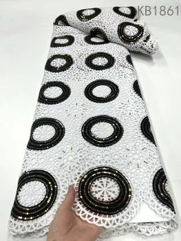 Africké Guipure Kábel Čipky Textílie Najnovšie Swiss Voile Čipky vo Švajčiarsku 2023 Rotundity Sequin Tylu Čipky pre Nigérijský Oblečenie