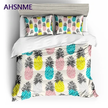 AHSNME Vysokým Rozlíšením 3D Vzor Farba Ananás Kryt Nastaviť Polyester posteľná bielizeň Nastaviť Super Kráľ, Kráľovná Plný Twin Set Size Posteľ