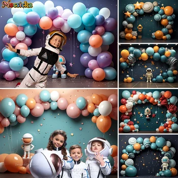 Astronaut Chlapec Baby Sprcha Pozadí Balón Rocket Star Dekor Narodeninovej Party Pozadie Tapetu Deti Tortu Rozbiť Photo Studio