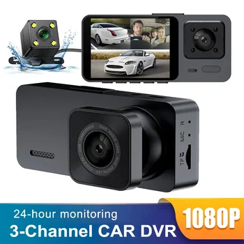 Automobilové DVR 3 Fotoaparát Car Video Recorder FHD 1080P Dash Cam parkovacia Kamera S Zadný kryt pre Nočné Videnie 24h Parkovanie Monitor Accessor