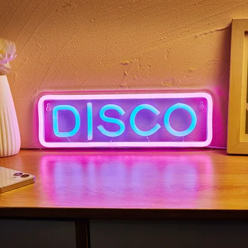 Chi-kúpiť LED Neon DISCO USB Powered Neónové Značky Nočné Svetlo 3D Wall Art & herne, Spálne, Obývacia Izba Dekor Lampa Znamenia