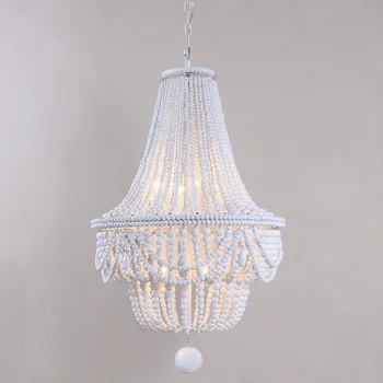 Drevo luster osvetlenie moderného/biela/korálkové luster lampy pre obývacia izba/spálňa/obývacia izba/kuchyňa francúzsky závesné osvetlenie