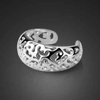 Duté Vzor Osobnosti Dizajn Otvorte Nastaviteľné Krúžky Módne Ženy 925 Sterling Silver Prst Krúžky Kúzlo Jemné Šperky Darček