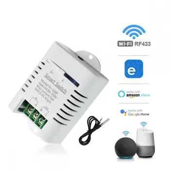 EWeLink TH16 16A WiFi Smart Switch Bezdrôtový Teplota Vlhkosť Podporu Stav Sledovania Smart Home Control, Alexa Domovská stránka Google