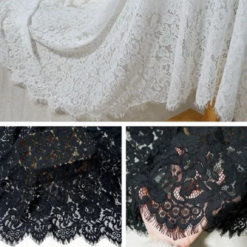 Francúzsky Rias Čipky Textílie, Svadobné Textílie, Vysoko Kvalitný Materiál, Off White, Black, 1 Ks, 1.5x3 m