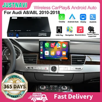 JUSTNAVI Bezdrôtový Apple CarPlay Android Automatická Inteligentná AI BOX Na Audi A8 A8L 2010 2011 2012 2013 2014 2015 2016 2017 2018 HDMI