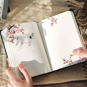 Kreatívne Farebné Stránke Notebook Čínsky Štýl, pevná Väzba Denník Knihy Týždenný Plánovač Príručka 32K Farba vo Vnútri Stránky Notebook