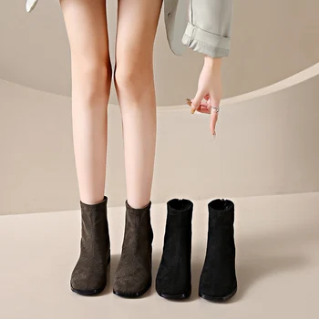 Lady Topánky dámske Nízke Topánky Chelsea Boots-Ženy Zips Zimná Obuv Ploché Päty Kolo Prst Členok 2023 Gumy pravej Kože Fl