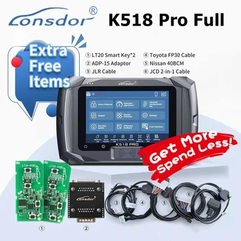 Lonsdor K518 Pro Global Plnú Verziu, Kľúč Programátor s 2ks LT20 pre Toyota FP30 Kábel+ pre Nissan BCM Kábel+ADP 8A 4A Adaptér