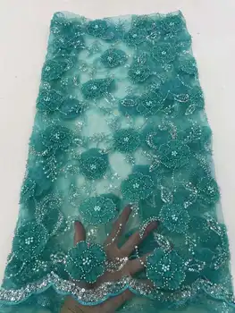 Luxusné Nigérijský Ručné Korálky Čipky Textílie 2023 Vysokej Kvality Flitrami Vyšívanie Korálkami Afriky Čipky Tkaniny Pre Šitie