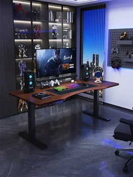 Masívneho dreva elektrické zdvíhacie inteligentný počítač office stanice, vertikálne internet celebrity pracovný stôl, domáce použitie