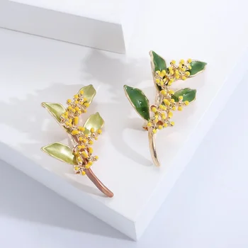 Moderný a minimalistický kvapka oleja augusta osmanthus pobočky brošňa corsage náhrdelník s príveskom, dvojitý účel príslušenstvo appliques