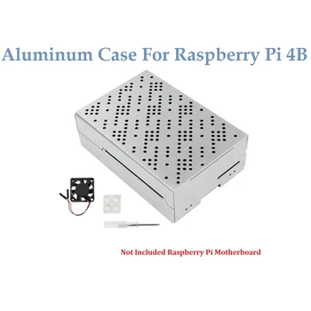NOVÉ-Prípad Pre Raspberry Pi 4B Kovové puzdro Hliníkovej Zliatiny Shell Chladiaci Ventilátor Ochranný plášť Pre Raspberry Pi Model B 4