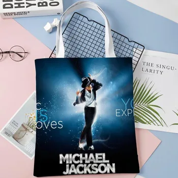 Nový Príchod Michael Jackson Taška Skladacia Nákupná Taška Opakovane Eco Veľké Unisex Plátno Tkanina Taška Cez Rameno Tote 0410