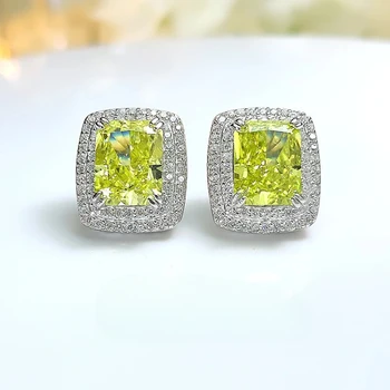 Olivovo zelené svetlo luxusné s925 čistého striebra ušné štuple vykladané s dovezené vysokým počtom atómov uhlíka diamant luxusné svadobné šperky veľkoobchod