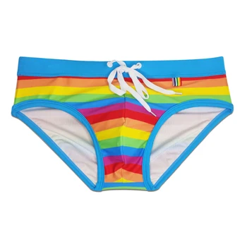 Plávanie Nohavice Pohodlné Pánske Polyamid Polyester Prenosné Puzdro Rainbow Sexy Surf Beach Plavky Plávať Pohodlné