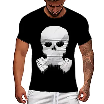 Punk Biochemické Maska 3D Vytlačené T-shirt Pre Mužov a Ženy, Všestranný O-neck Black Krátky Rukáv Príležitostné Letné Športové tričká Top