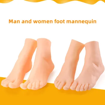 Pár Simulované Farbu Pleti Mužské a Ženské Nohy Kati PVC Ťažké Nohy Model Ponožky a Topánky Zobraziť Rekvizity