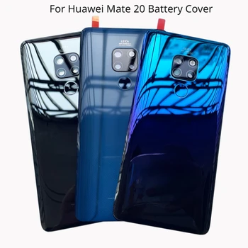 Sklo Zadný Kryt puzdro pre Huawei Mate 20, Batérie Bývanie Kryt, Dvere s Odtlačky prstov, Objektív Kamery
