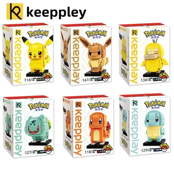 Skutočné Keeppley Pokemon stavebné bloky, Pikachu model Eevee ozdoby klasické anime zmontované chlapci a dievčatá, hračky darček k narodeninám