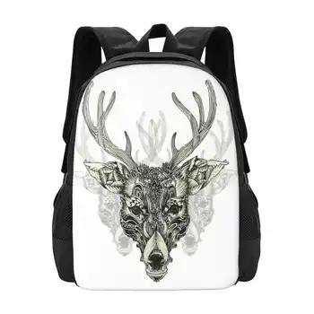 Ušľachtilé Srdce Školské Tašky Pre Dospievajúce Dievčatá Notebook Cestovné Tašky Ušľachtilé Srdce Deer Rád Zvieratá Psychedelic Modrá Zelená Prírody, Lesa
