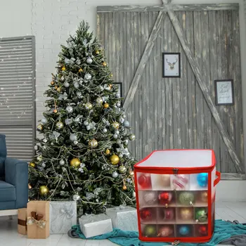 Vianočné Ozdoby Úložný Box Ozdoby na Vianočný Stromček Organizátor Zachovať Ochranné s Rukoväť Priestoru na Vianoce